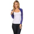 thumbnail image 1 of Junior's Long Sleeve Lace Smoked Shrug Bolero, Cropped Jacket Short Cardigan (Junior's`Medium, Royal Blue), 1 of 1