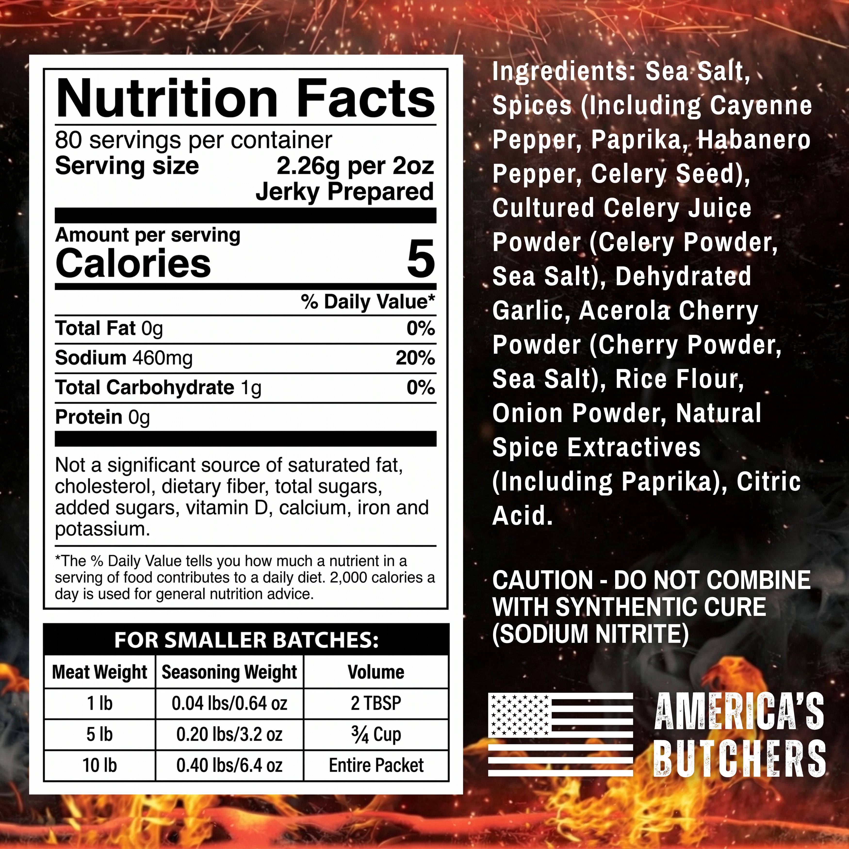The Bearded Butchers Hot Jerky Seasoning & Natural Cure DIY Kit, Makes 10 lbs of Jerky, Clean Label Cure with Celery & Cherry Powder, Spicy Mix