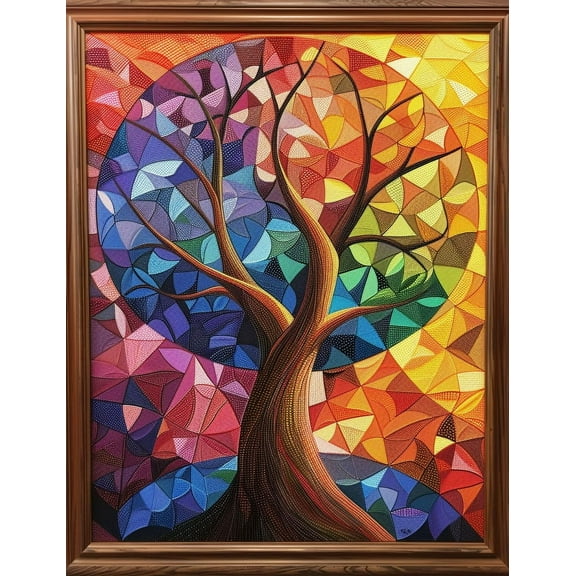 Abstract Tree of Life Vibrant Colors DIY 11CT Stamped Cross Stitch Kits for Beginners Easy Needlepoint Embroidery Counted Cross Stitch Art Craft for Wall Decoration 12x16inch(4)