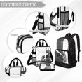 thumbnail image 3 of Xoenoiee Cat Peony Flower Print 3 In 1 Set Clear Backpack for Girls, 17" Heavy Duty PVC See Through Bookbag, Stadium Approved Transparent School Bags Travel Daypack for Elementary Preschool, 3 of 5