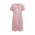 thumbnail image 1 of fheaev Chemises de Nuit pour Femmes Grande Taille Imprimé Saint-Valentin Chemise de Nuit Manches Courtes Col Rond Robes de Maison Courtes Imprimé Floral, 1 of 5