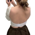 thumbnail image 4 of Gureui Women's Hollow Out Crop Tops, Long Bell Sleeve Backless Sweetheart Neck Solid Color See-through Slim Fit Cropped Crochet T-Shirts, 4 of 9