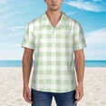 thumbnail image 2 of Honeii Green Checkboard Print Men’s Hawaiian Shirt,Classic Button-Down Short Sleeve Shirt, for Beach, Vacation, and Outdoor Activities,Large, 2 of 7