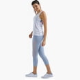 thumbnail image 2 of SPECIAL MAGIC Women's Mid Waist Side Mesh Dry Fit Workout Capri Leggings with Inner Pocket,2-Pack Light Blue, 2 of 8