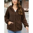 thumbnail image 2 of Cuteduck Womens Sherpa Jacket Fuzzy Fleece Zip Up Winter Hoodies Coat, S-2XL, 2 of 7