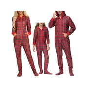Aunavey Matching Family Christmas Pajama Set Zipper Hooded Footed One-Piece Pjs Loungewear Sleepwear