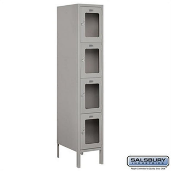 Salsbury S-64158GY-A 1 x 5 x 18 in. Four Tier See Through Metal Locker, Gray - Assembled
