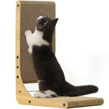 FUKUMARU Cat Scratcher, 3 in 1 L Shaped Cat Scratching Pad with Toy, for All Breeds Cat