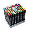thumbnail image 4 of Graflsoa Dual-Tip Alcohol Markers Set with 80 Vibrant Colors, 1mm Fine & 6mm Chisel Tips, Smooth Blending, Transparent Stand, Black Cloth Bag for Anime Art & Design, 4 of 7