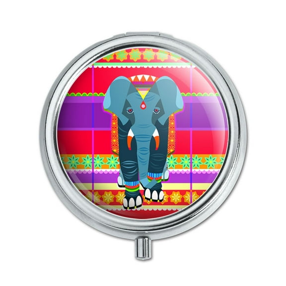 Geometric Indian Elephant Blue Red Pill Box