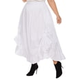 thumbnail image 4 of Beautybatik White Women Plus Size Cotton Ruched Front Victorian Renaissance Medieval Maxi Ruffled Skirt With Pockets 1x, 4 of 5