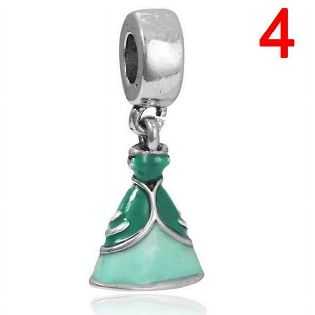 1 Pce Perles de Robe de Princesse Plaquées Argent Pendentif Grand Trou Bricolage Bijoux Accessoire pour Femme
