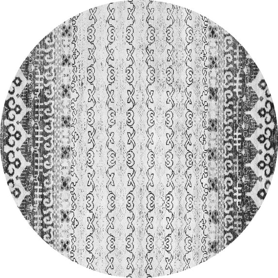 Ahgly Company Indoor Round Abstract Gray Contemporary Area Rugs, 8' Round