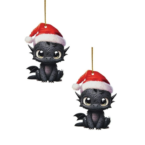 2Pack 2D Cartoon Cute Dragon Christmas Acrylic Ornament Christmas Tree Decoration Pendant Christmas Ornaments Car Holiday Ornament Car Pendant Christmas Decoration Hangs Home Decor