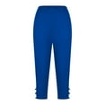 thumbnail image 5 of Jzuxvd Womens High Waist Basic Plain Cotton Linen Soft Capri Leggings Blue M, 5 of 5