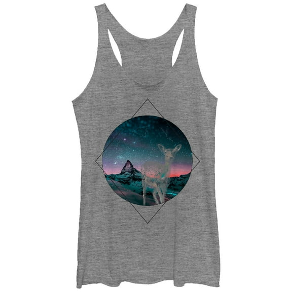 Women's Lost Gods Constellation Deer Racerback Tank Top Gray Heather Large