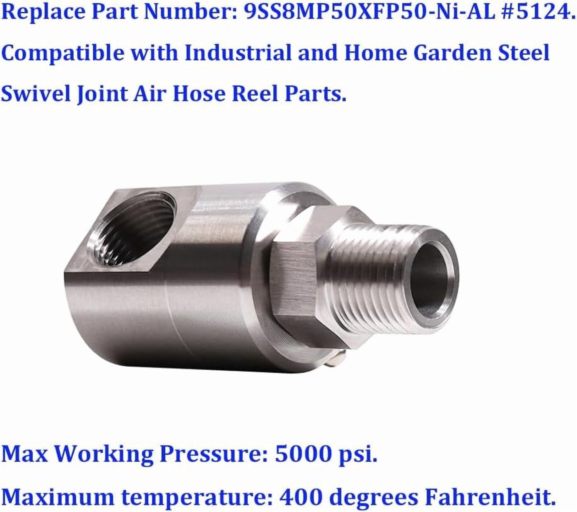 CATPAN 1/2 Inch Heavy Duty Hose Reel Swivel Compatible with Industrial and Home Steel Swivel Joint Air Hose Reel Parts, Replace for 9SS8MP50XFP50-Ni-AL #5124