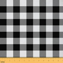 jejeloiu Blue Plaid Grid Fabric by the Yard 1 Yard,Modern Geometric Aesthetic Home Decor Fabric by the Yard,Black White Geometric Sewing Fabric For Children,Microfiber Bedroom Decor