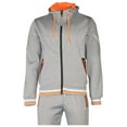 thumbnail image 4 of 9 Crowns Unique Two Piece Jacket Hoodie and Pant Tracksuit Set (Light Grey/Orange Tape, Large), 4 of 8