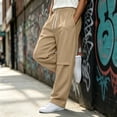 thumbnail image 6 of MXALUOB Open Bottom Sweatpants Men Straight Leg Drawstring Athletic Pants Full Length Loose Fit Pleated Fashion Pant Gym Running Trousers, 6 of 6