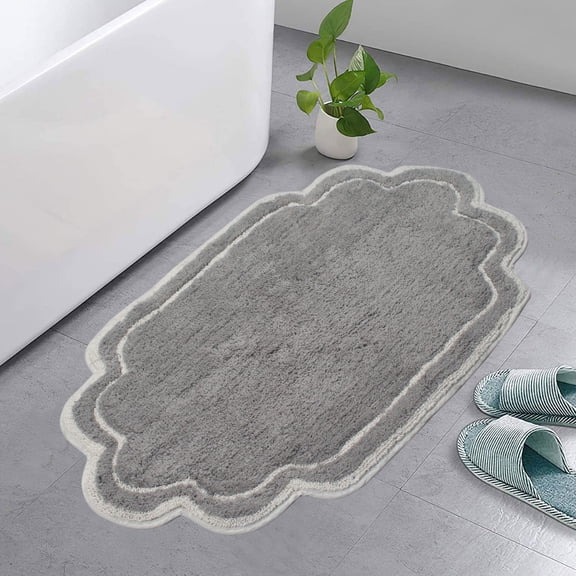 Home Weavers Bell Flower Bathroom Rug Toilet Rugs U Shaped Contour, Thick Toilet Rug, Non-Slip Contour Mat for Bathroom,100% Cotton Soft, Absorbent Water, Machine Washable, 20"x20" Contour, Purple