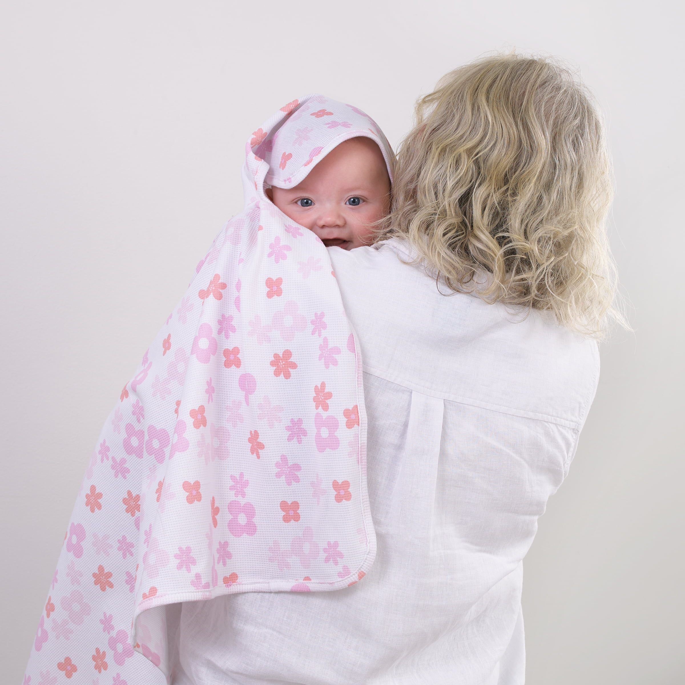 Parent's Choice Pink Floral 100% Cotton Thermal Baby Blanket, Infant Girl, 2 Pack