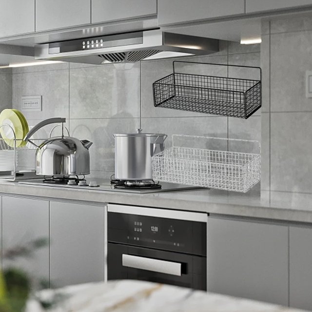 Wall Mounted Spice Rack Organizer for Cabinet Door Iron Kitchen Hanging Storage Rack Storage Basket Punch Hanging Wall Organizer Baskets for Dormitory Bedroom