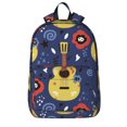thumbnail image 1 of Mochila con diseño de guitarra y notas musicales, ideal para portátiles, viajes, senderismo, negocios, para mujeres y hombres., 1 of 1
