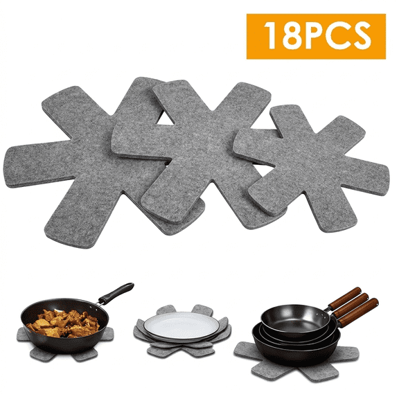 ROSEXIXI 18pcs Multi-Size Felt Hot Pads, Heat-Resistant Trivets & Pot Holders, Non-Slip Star-Shaped Oven Mats for Separating & Protecting Cookware, Pans, Skillets & Bowls