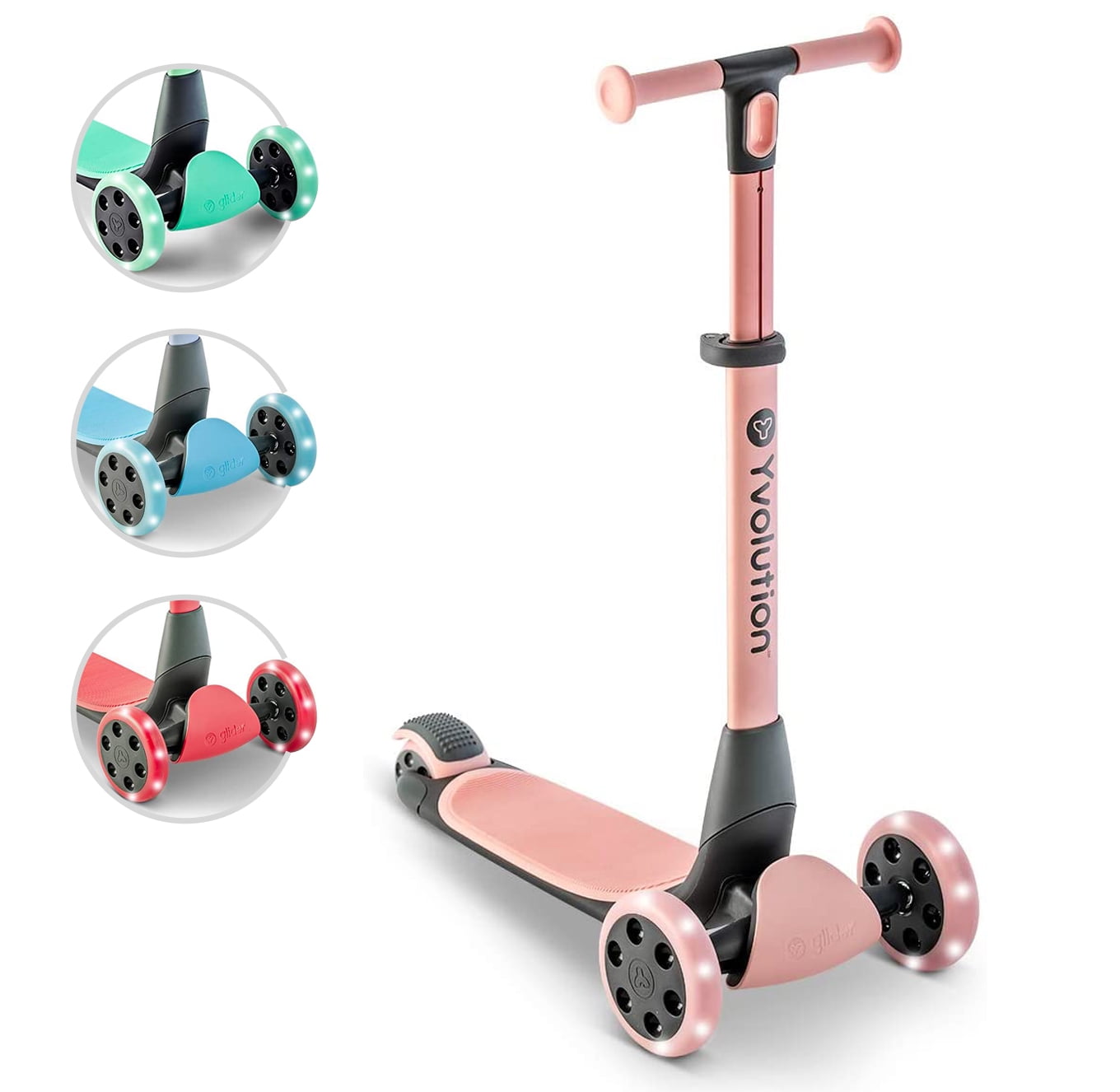 Yvolution Glider Nua, LED Kick Scooter (Kids 310 year) , Pink, Unisex