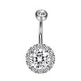 thumbnail image 1 of Flmtop Femmes Strass Incrusté Pendentif Rond Barbell Nombril Corps Piercing Bijoux, 1 of 10