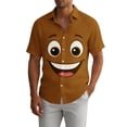 thumbnail image 2 of Maqroz Men's Plus Size Button Down Shirt Short Sleeve Funny Face Graphic Shirts Casual Summer Holiday Vacation Beach Hawaiian Top Novelty Graphic Tops, 2 of 6
