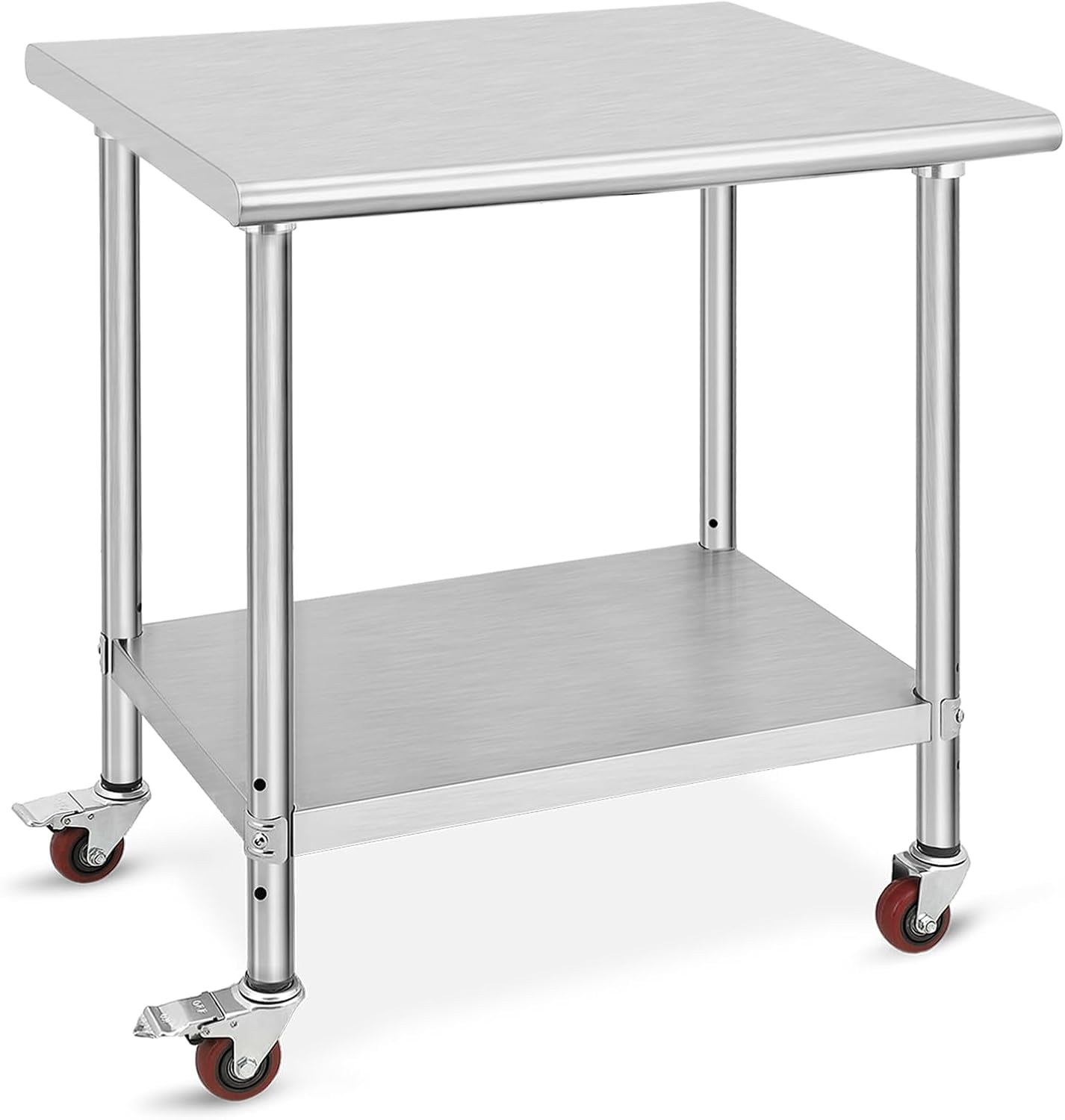 OUTGOODS Stainless Steel Work Table, NSF Commercial Grade, Adjustable Shelf, Silver