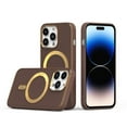 thumbnail image 5 of For Samsung Galaxy S24+ /S24 Plus Ultimate PU Leather Hybrid with MagSafe Compatible Bumper Hard PC Gold Frame Protection Cover ,Xpm Phone Case [ Coffee ], 5 of 10
