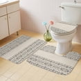 thumbnail image 2 of Beige Black Boho Bath Mat 3 Piece Bathroom Rug Set, Vintage Ethnic Tribe Abstract Art Non Slip Bath Rug Contour Mat and Toilet Lid Cover, Absorbent Shower Mats Soft Bath Rugs and Mats Sets, 2 of 8