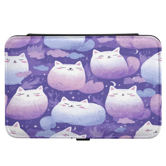 Leather Jewelry Box Rectangular 8.27x5.5x1.78In Travel Jewelry Storage Earrings Necklace Bracelet Watch Brooch Storage Purple Cat