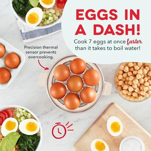Rapid Egg Cooker - Boiler, Poacher & Steamer - Includes Measuring & Recipe Guide - Dishwasher Safe - BPA Free - Holds 7 Eggs, Cream