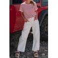thumbnail image 6 of Casual Women's Red Stripe Scalloped Trim T-Shirt – Perfect for Daily Summer Wear, XL, 6 of 8