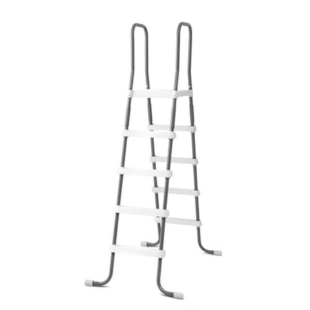 Intex 28067E High Impact Slip Resistance Steel Frame Above Ground Outdoor Swimming Pool 52 Inch Pool Entry Step Ladder, 26 Pound, Silver