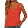 thumbnail image 2 of Only Moment Yoga Athletic Tank Polyester,Spandex Round Neck Women's Sleeveless Short Top Loose Fit Sleeveless Crew Neck Camisole Tops Orange,S, 2 of 7