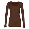 thumbnail image 5 of Resicozy Womens Long Sleeve Square Neck Ribbed Fitted Casual Tops Tee Slim Fashion Solid Color Basic Shirts Coffee XL, 5 of 7