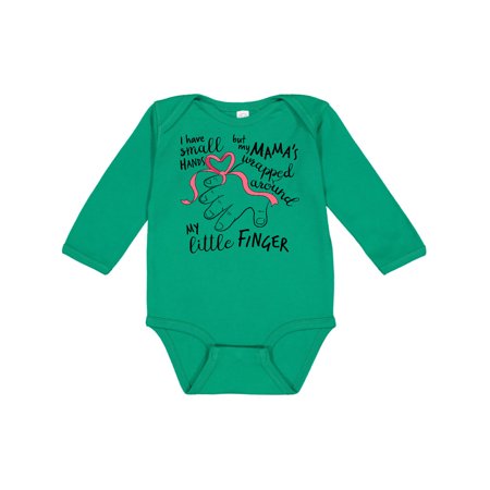 

Inktastic I Have Small Hands but My Mamas Wrapped Around My Little Finger Gift Baby Boy or Baby Girl Long Sleeve Bodysuit