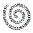 thumbnail image 4 of Men's Choker Tail Hip Hop Rapper Stainless Steel Silver Cuban Chain Necklace, 4 of 9
