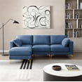 thumbnail image 2 of Convertible Sectional Sofa with Ottoman, 93 Inch Modern L-Shaped Sectional Sofa Couch Set with 2 Pillows and Footrest Comfy Upholstered Accent Sofa with Metal Legs for Living Room Office, Blue, 2 of 7