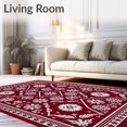 thumbnail image 2 of ODIKA 4'x6' Machine Washable Non-Slip Area Rug, Festive Holiday Embroidery Yarn Handicraft High Traffic Rug, Red, 643960, 2 of 7