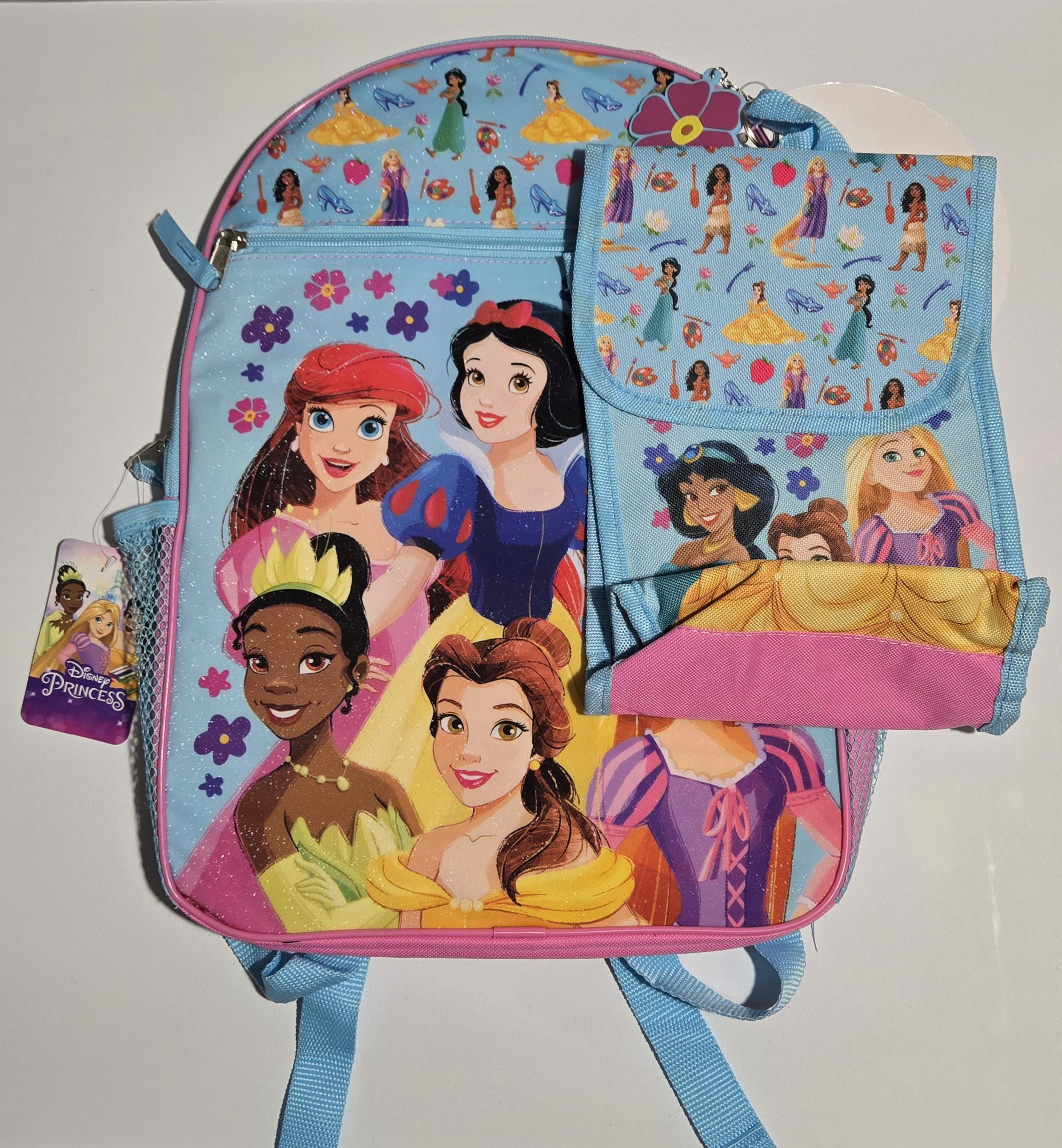 Disney Princesses 16" Nylon Backpack with Lunch Bag set for Girls 3+