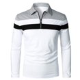 thumbnail image 1 of Polo Décontracté à Manches Longues pour Hommes T-Shirt en Coton Patchwork Contrasté, 1 of 5