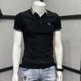 thumbnail image 5 of Camiseta polo para hombre con cuello, camisetas para hombre, ropa urbana, top bordado, corte entallado, ropa estampada, fiesta de acuarela, Kpop, blanco, XL, S, 5 of 5