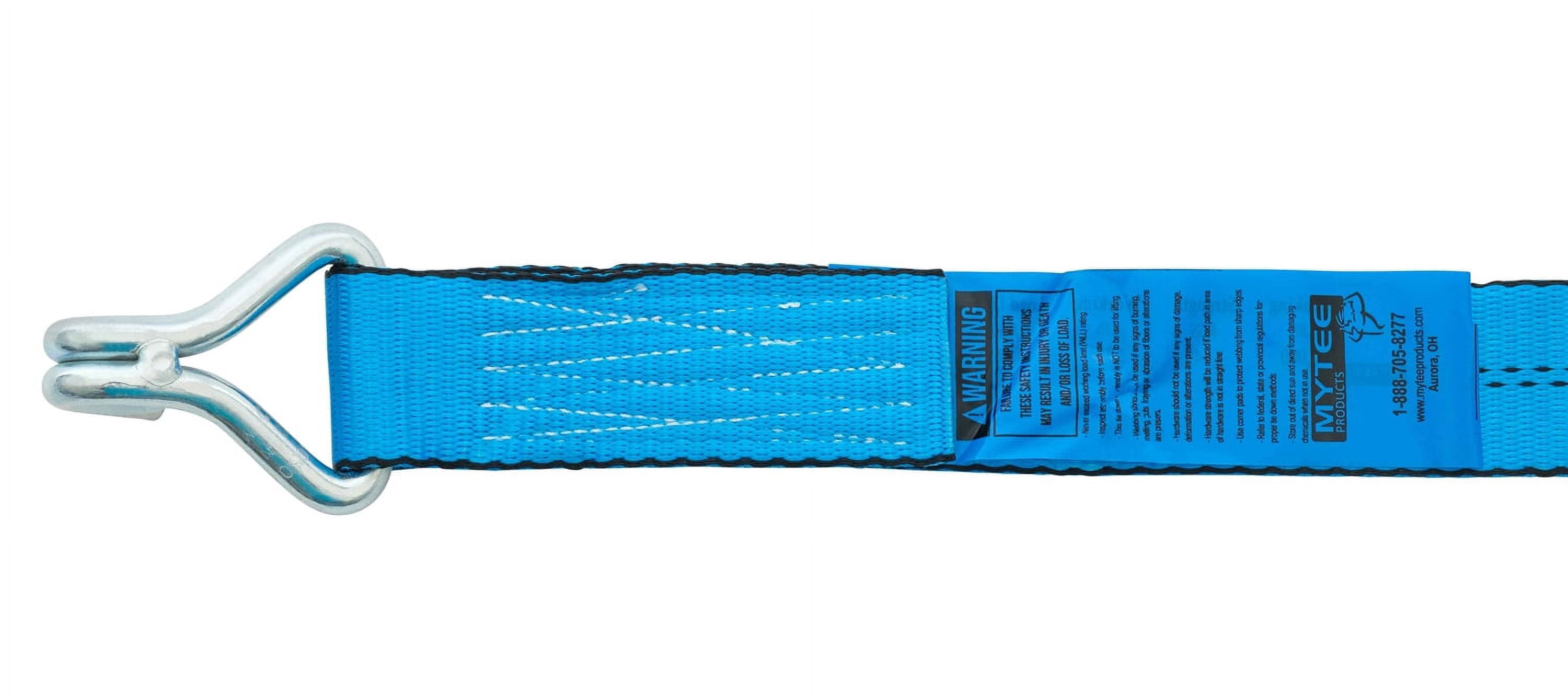 Mytee Products (10 Pack) 2 Inch x 30 FT Blue Ratchet Strap with J Hooks - 10,000 Lbs Breaking Strength - Heavy Duty Tie Down Cargo Truck Straps with Wire Hooks for Flatbed, Truck, Trailers Pickup