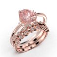 thumbnail image 3 of Dazzling Minimalist 2.50 Carat Oval Cut Morganite And Diamond Moissanite Engagement Ring, Wedding Ring, Two Matching Band in 10k Solid Rose Gold, Gift For Her, Promise Ring, Anniversary Gift, 3 of 4